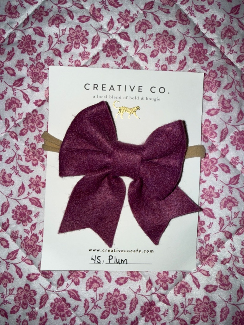NWT Plum Felt Bow Headwrap Baby Girl Stretch Headband OS